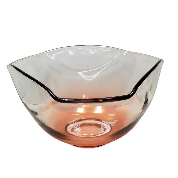 Vtg Anchor Hocking Pink Cranberry Flash Glass Chip Bowl 4.75" Tall Tableware - Picture 1 of 7